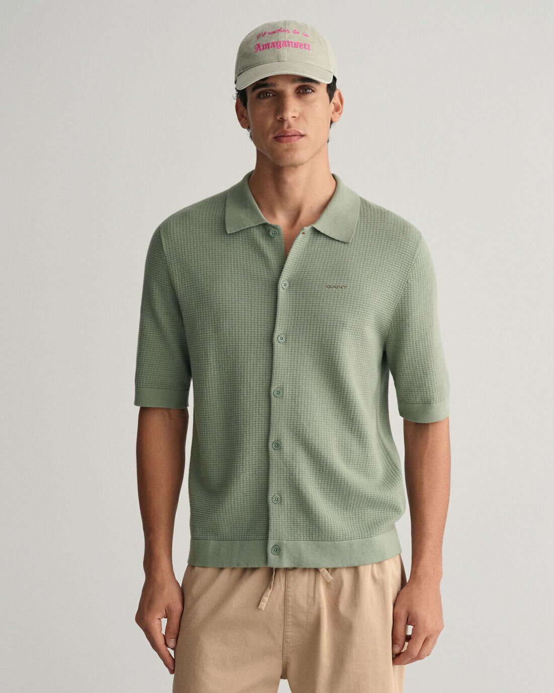GANT TEXTURED KNIT SHORT SLEEVE SHIRT